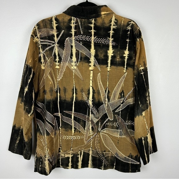 Vintage Conrad C Western Aztec Cotton Embroidered Jacket Size 12 Black Brown - Picture 13 of 13